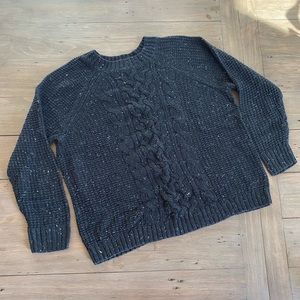 American Eagle Black With White Speckles Cable Knit Sweater - size M